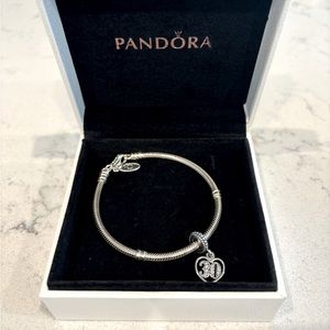Authentic PANDORA Studded Clasp & Chain Bracelet w 30 Celebration Dangle Charm